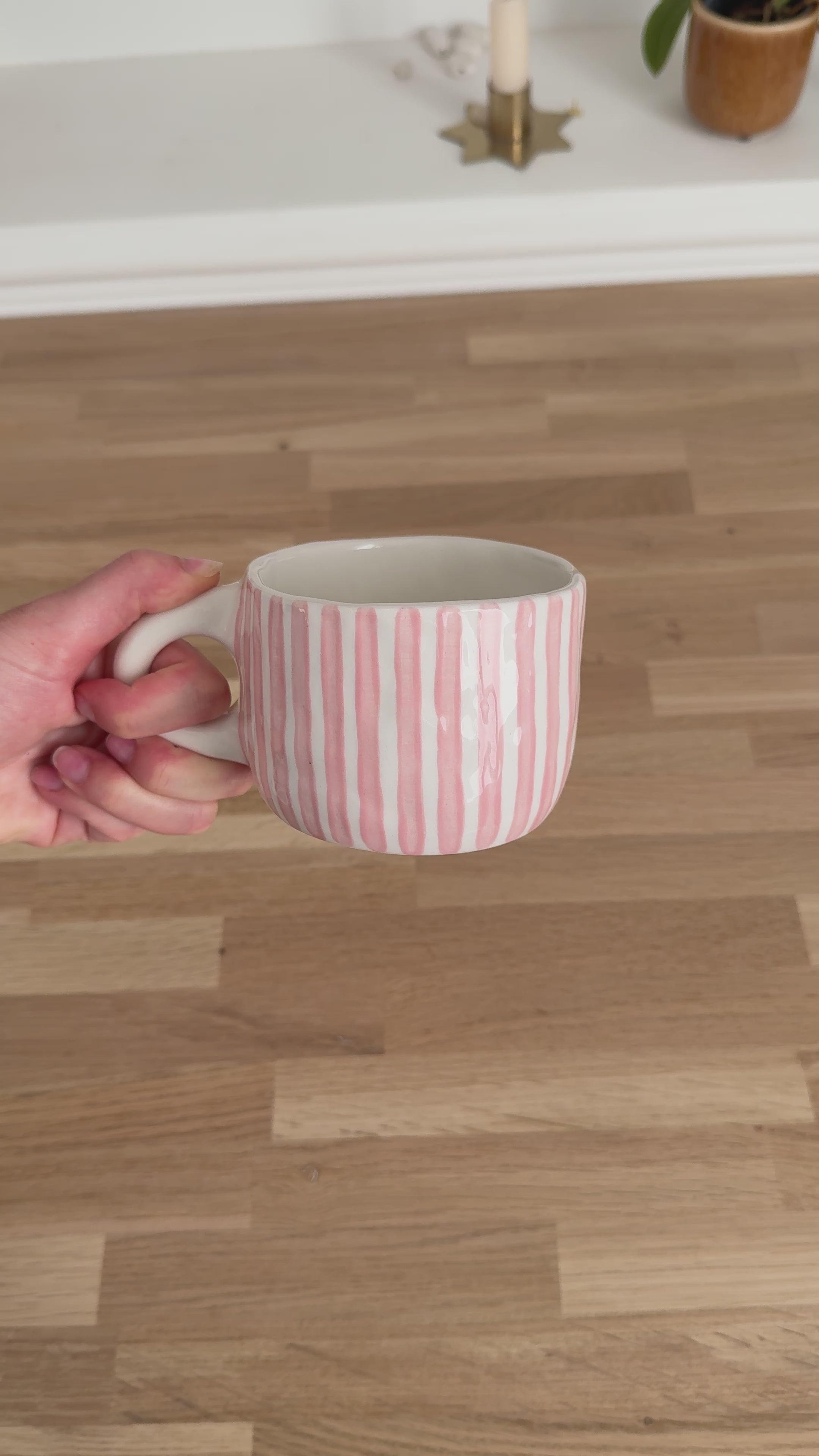 Mug rayures hot pink